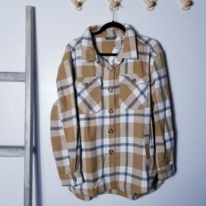 NWT MEMBER'S MARK GOLDEN MUSTARD GRAY AND WHITE SHACKET SIZE LARGE